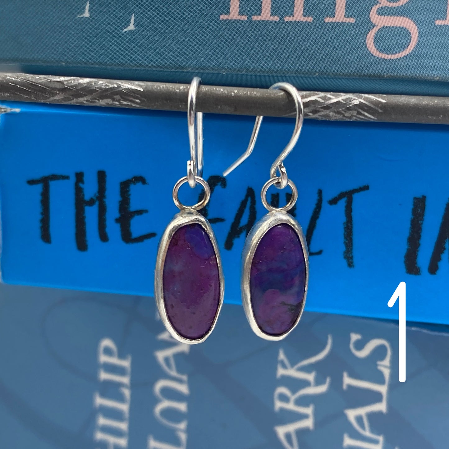 Purple Mojave Turquoise and Sterling Silver Dangle Earrings