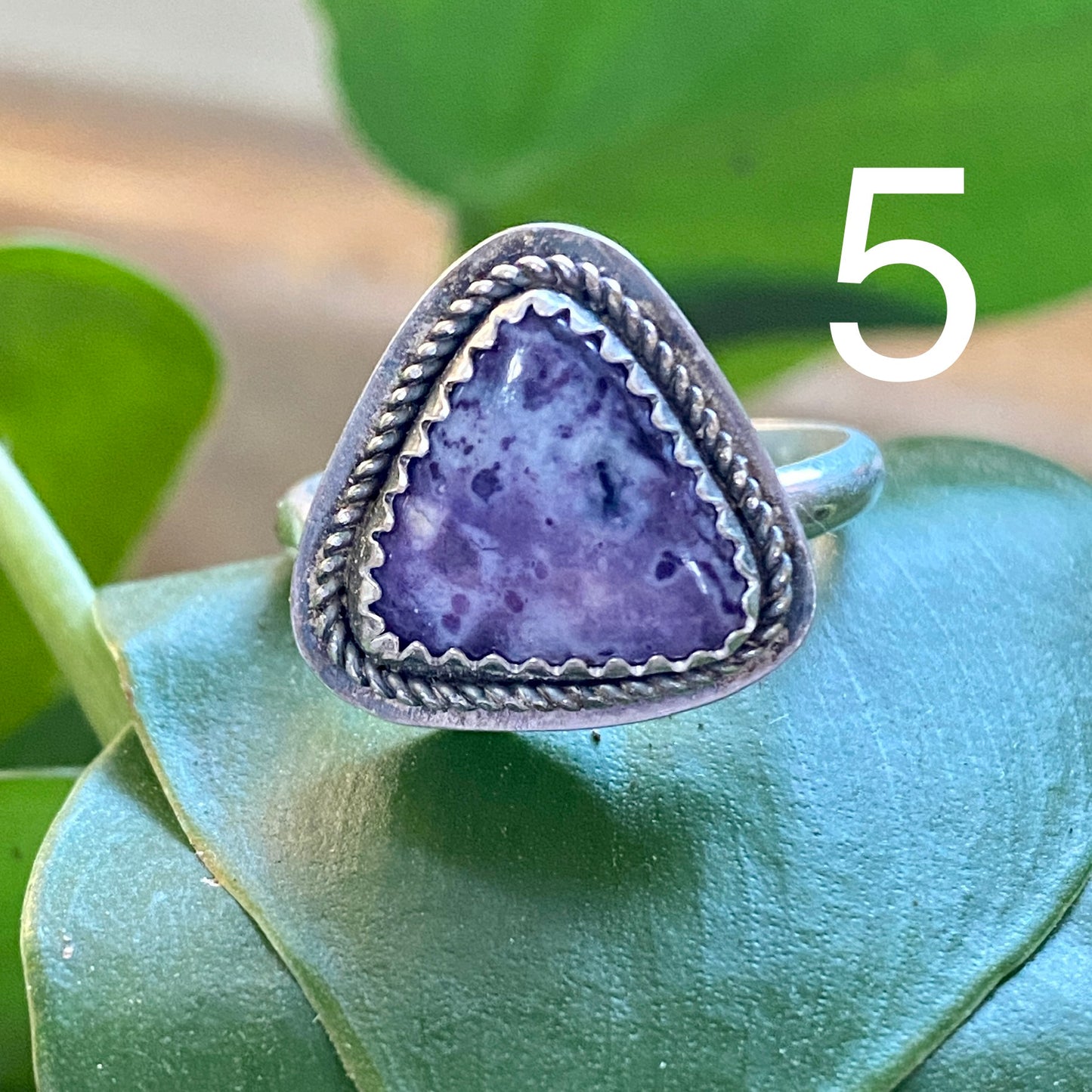 Purple Morado Opal and Sterling Silver Rings with Borders