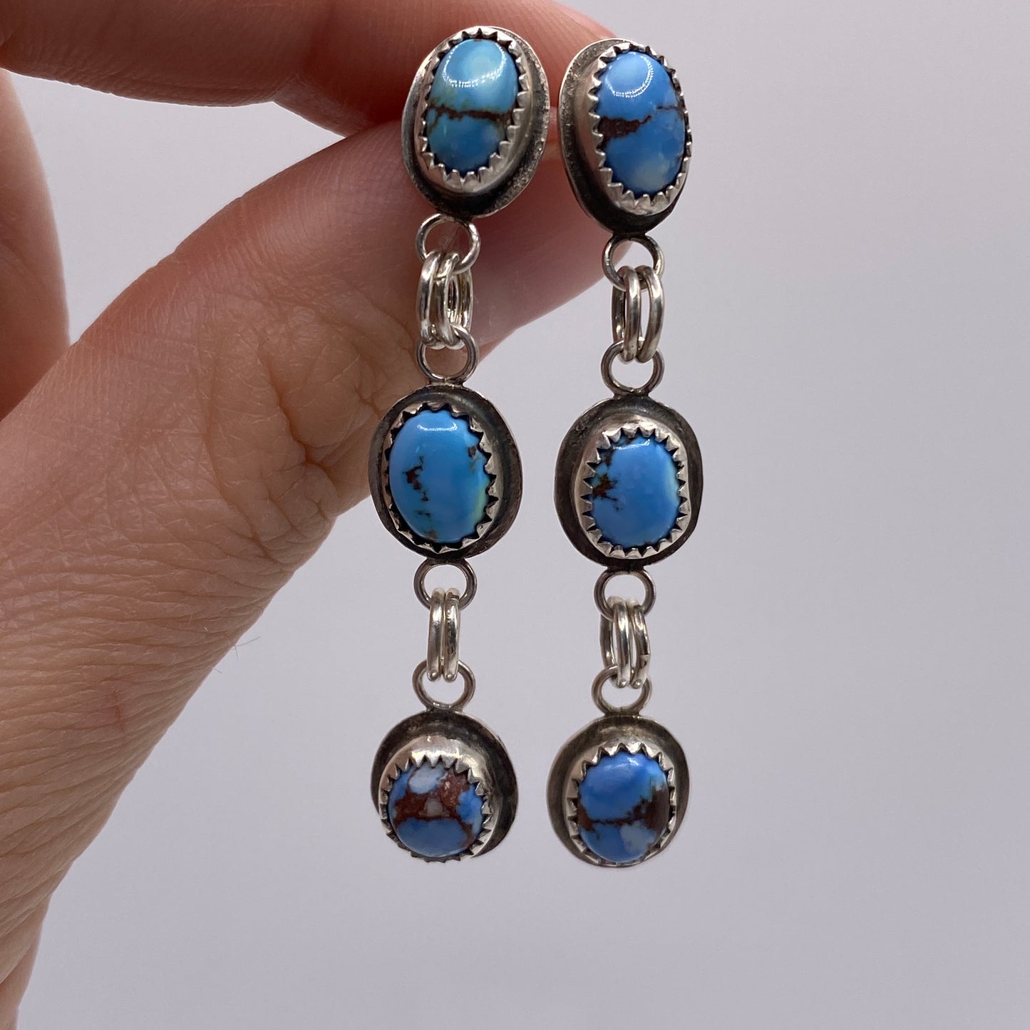 Cascading Golden Hill Turquoise Stud Earrings